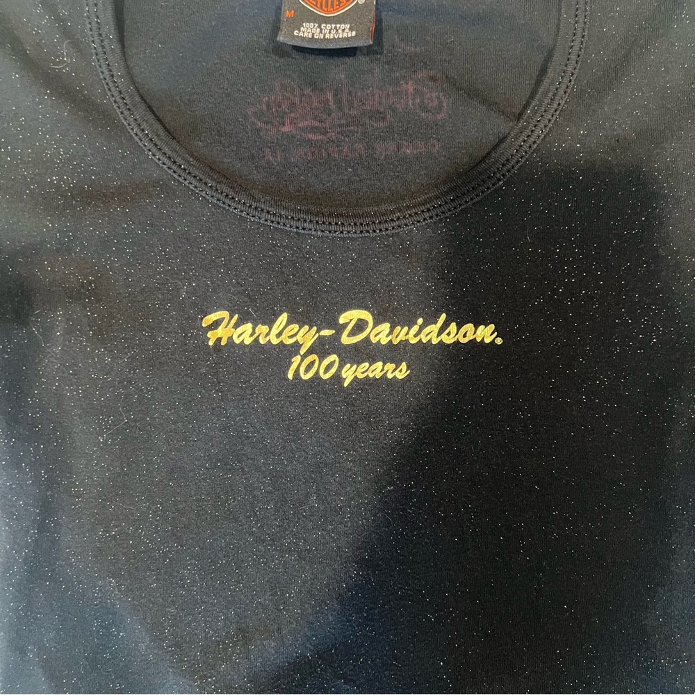 Harley-Davidson Black Sparkle Baby Tee | Size M - Picture 2 of 5